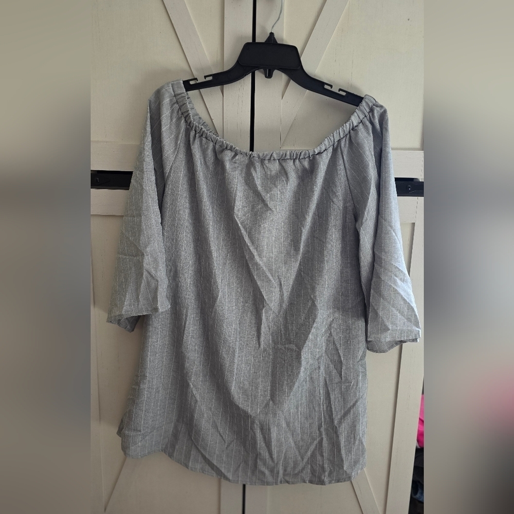 Gray Striped Women's Top